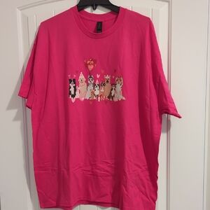 Gildan Hot Pink T-Shirt with Dog Graphic